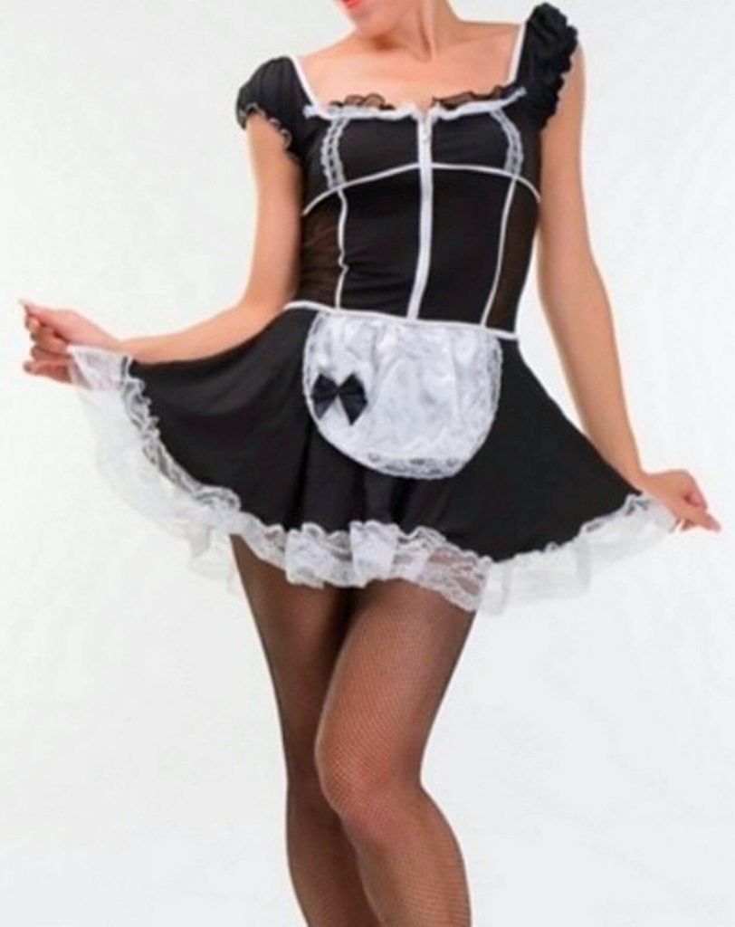 Beautiful French Maid Costume Light Sexy with Mesh Panels and pretty