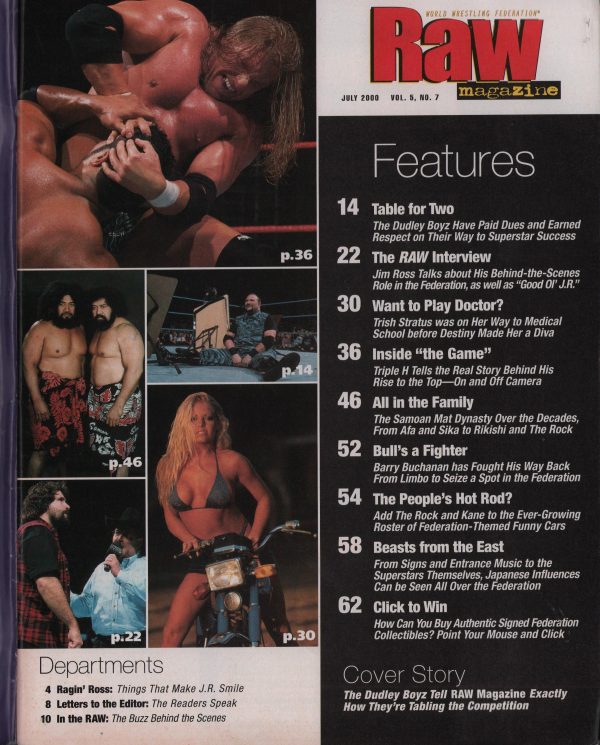 WWE Raw July 2000 Magazine Trish Stratus Strong WWF Diva Poster Dudley Boyz - Image 8