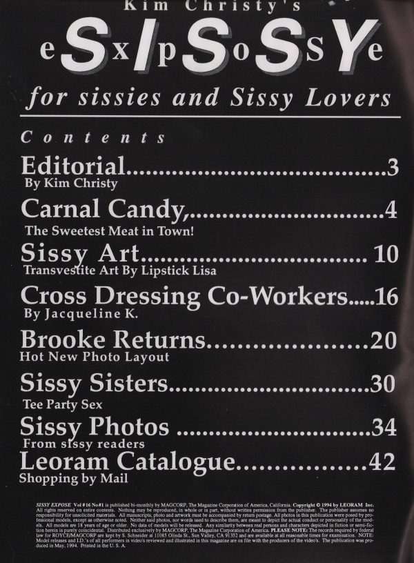 Sissy Expose #16 Magazine Transgender Transvestite TV TS - Image 2