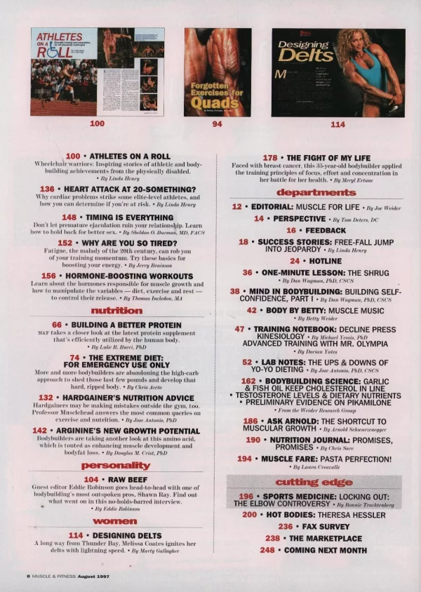 Muscle & Fitness 08/1997 Melissa Coates Meryl Ertunc Theresa Hessler Fine+ - Image 13