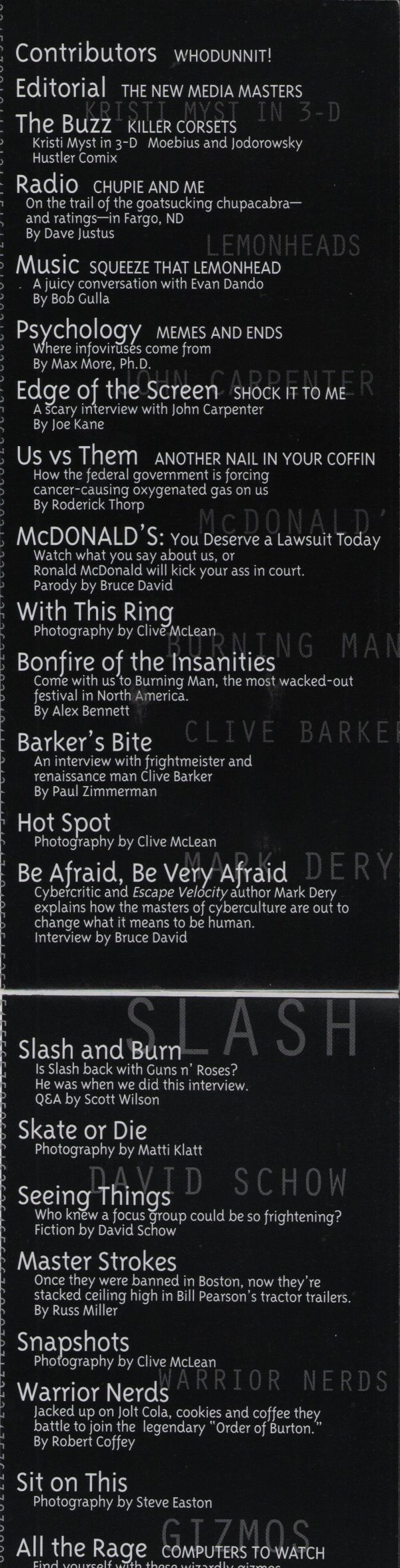 Rage Magazine February 1997 Burning Man Mark Dery Evan Dando Clive Barker David Schow - Image 4